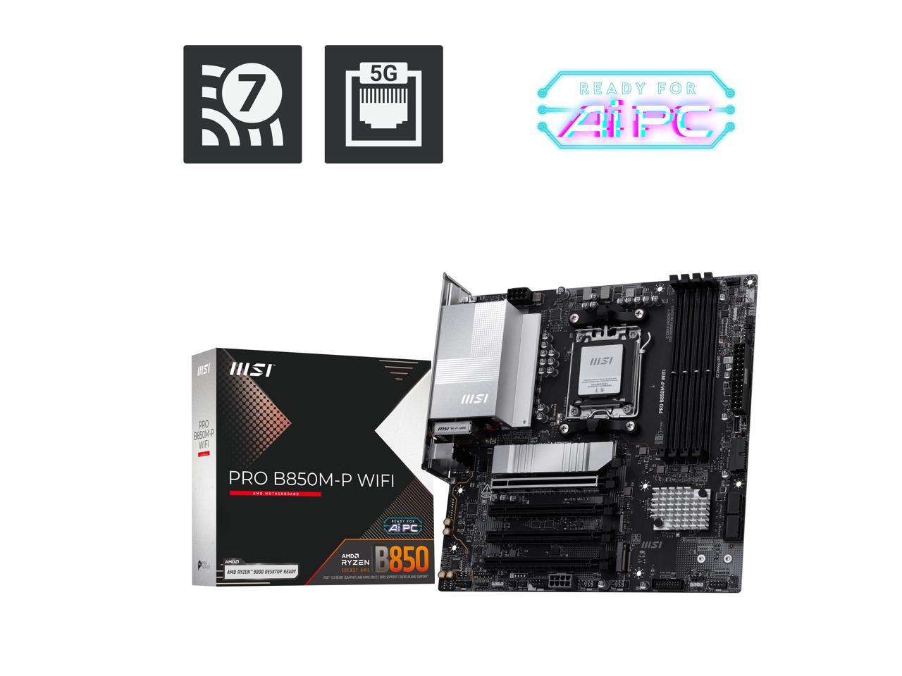 MSI PRO B850M-P WIFI AM5 AMD B - Am5 Micro Atx Pcie 5.0 Motherboard のレビューと価格