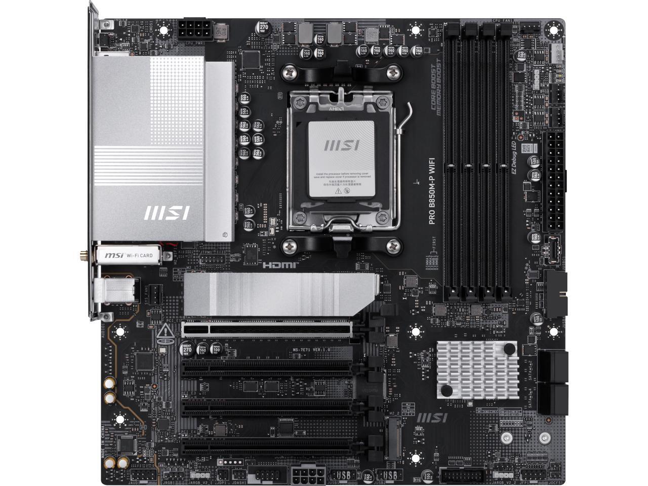 MSI PRO B850M-P WIFI AM5 AMD B - Am5 Micro Atx Pcie 5.0 Motherboard のレビューと価格